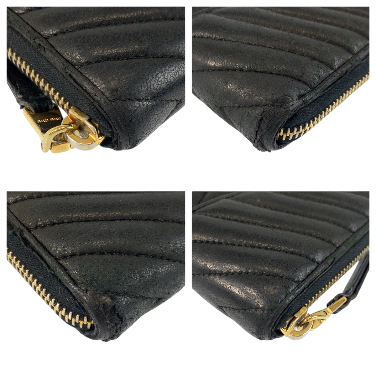 22530
MIUMIU ミュウミュウ ナッパバイカー ブラック 黒 ゴールド金具 レザー 長財布 ロングウォレット レディース B2