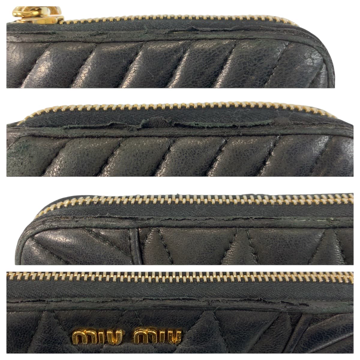 22530
MIUMIU ミュウミュウ ナッパバイカー ブラック 黒 ゴールド金具 レザー 長財布 ロングウォレット レディース B2