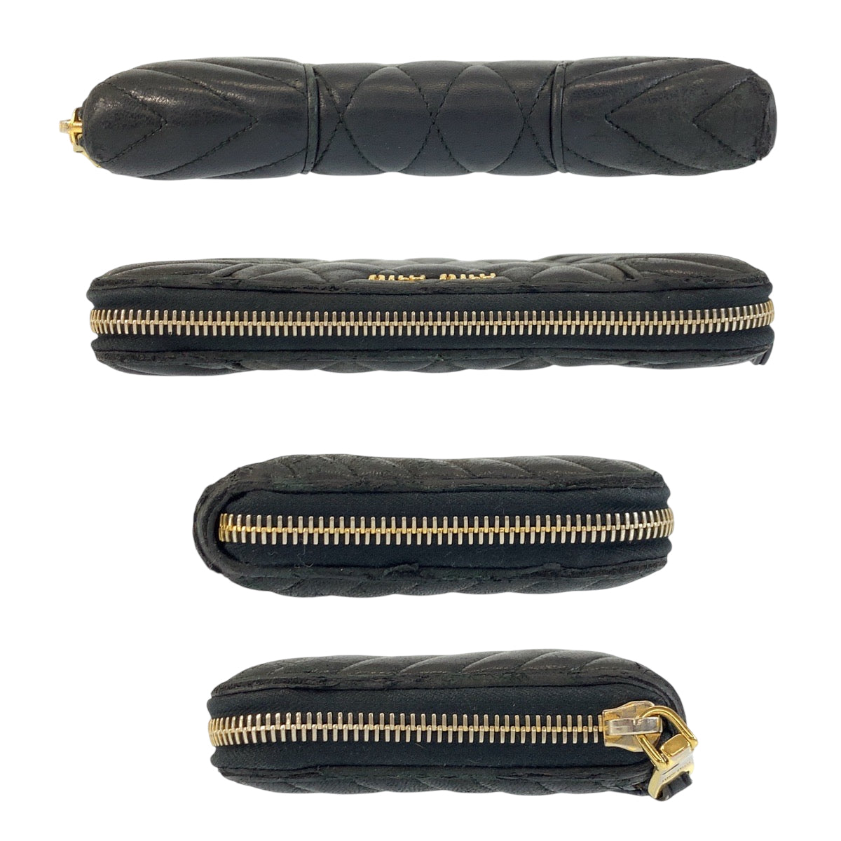 22530
MIUMIU ミュウミュウ ナッパバイカー ブラック 黒 ゴールド金具 レザー 長財布 ロングウォレット レディース B2