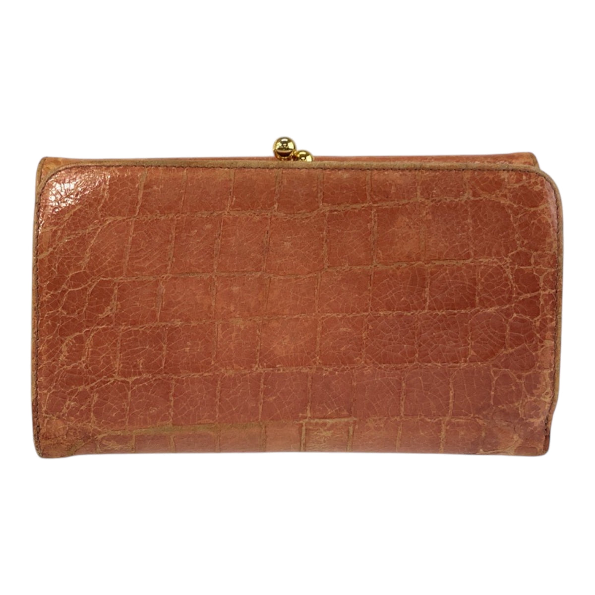 22531
MIUMIU Embossed Pink Beige Gold Hardware Leather 107 Folded Wallet Compact Wallet Women's AB2