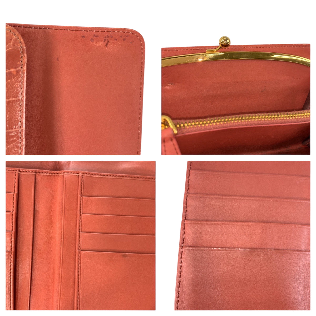 22531
MIUMIU Embossed Pink Beige Gold Hardware Leather 107 Folded Wallet Compact Wallet Women's AB2