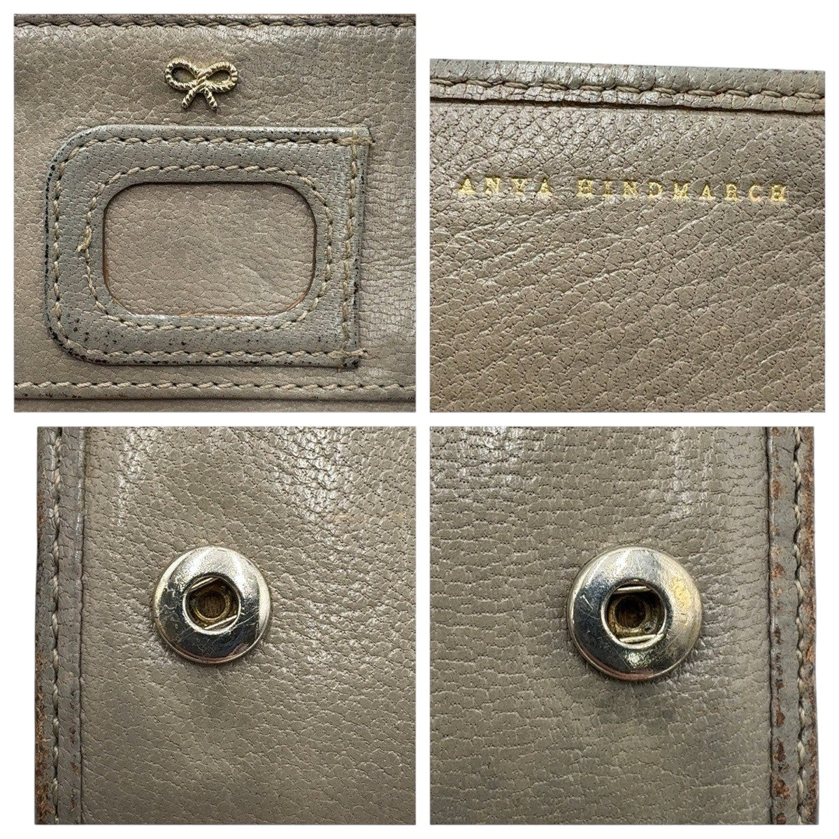 22533
Anya Hindmarch Khaki Gold Hardware Leather Long Wallet for Women B1