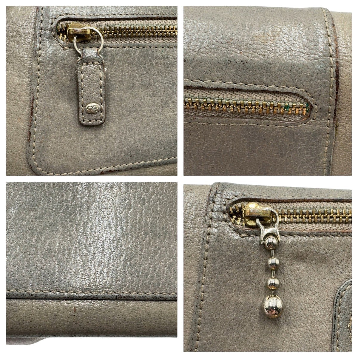 22533
Anya Hindmarch Khaki Gold Hardware Leather Long Wallet for Women B1