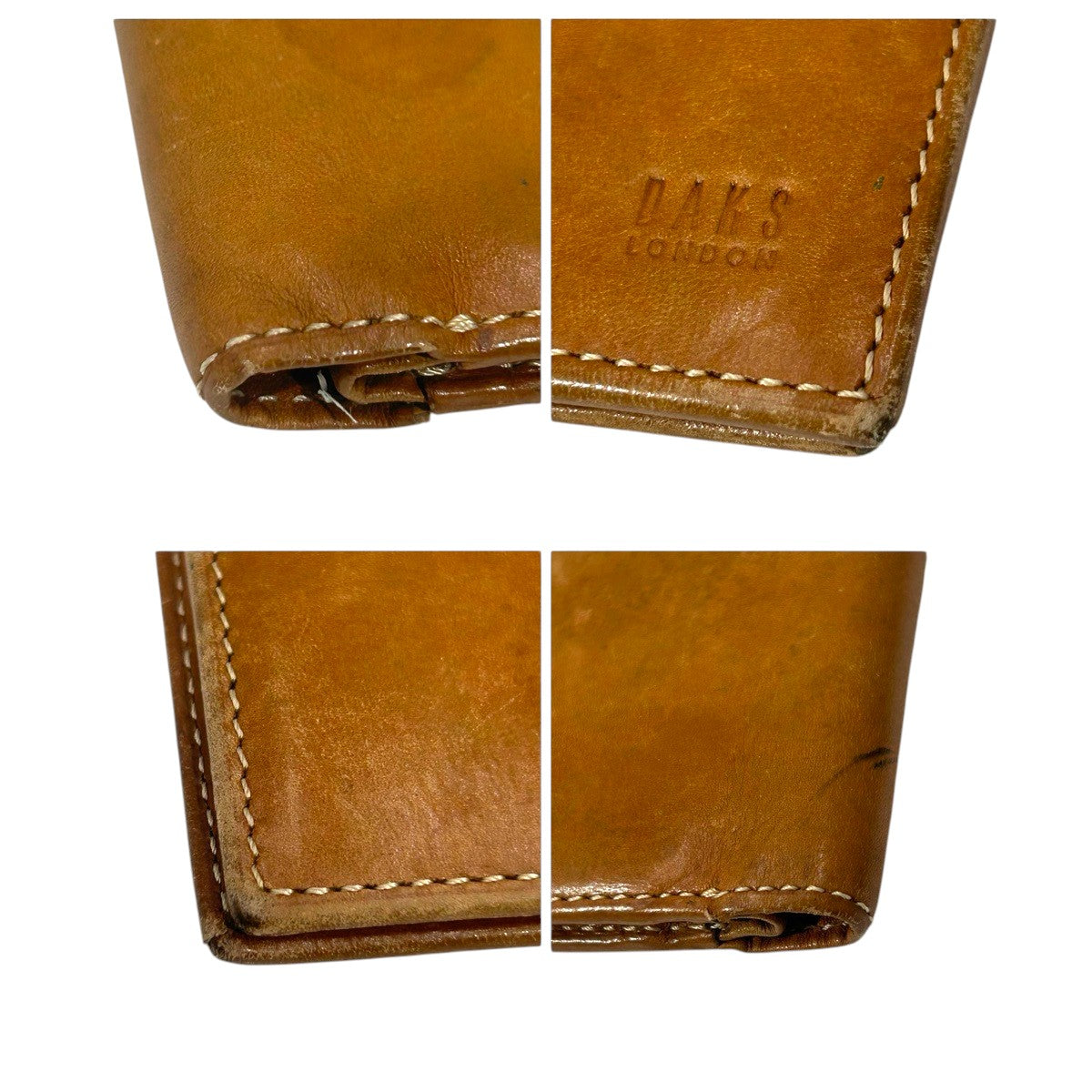 22534
DAKS ダックス ブラウン レザー 二つ折り財布 折り財布 コンパクトウォレット メンズ B1