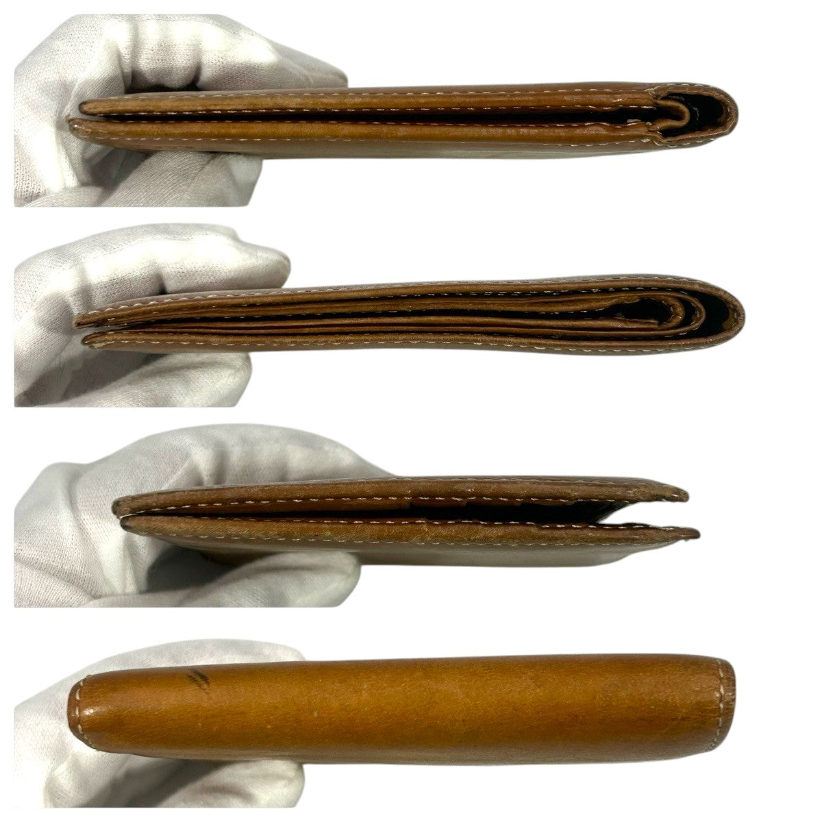 22534
DAKS ダックス ブラウン レザー 二つ折り財布 折り財布 コンパクトウォレット メンズ B1