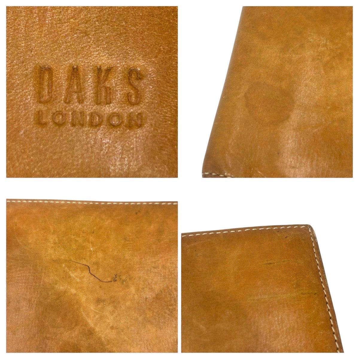 22534
DAKS ダックス ブラウン レザー 二つ折り財布 折り財布 コンパクトウォレット メンズ B1