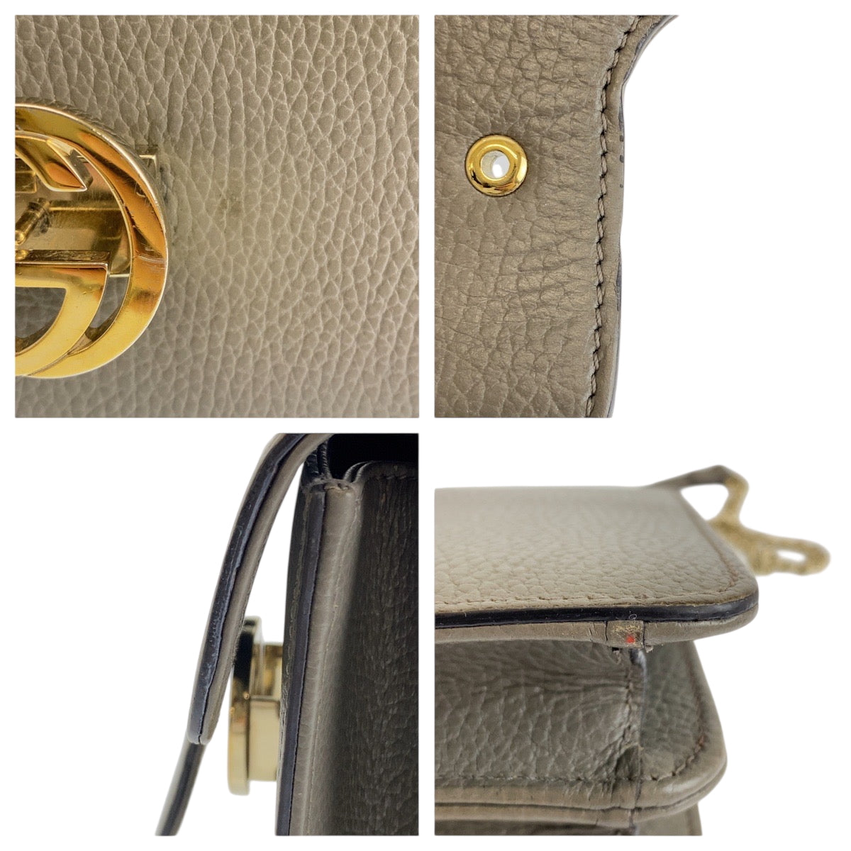 22536
GUCCI グッチ インターロッキング グレー ゴールド金具 レザー 510304 ショルダーバッグ チェーンショルダーバッグ レディース ABP56