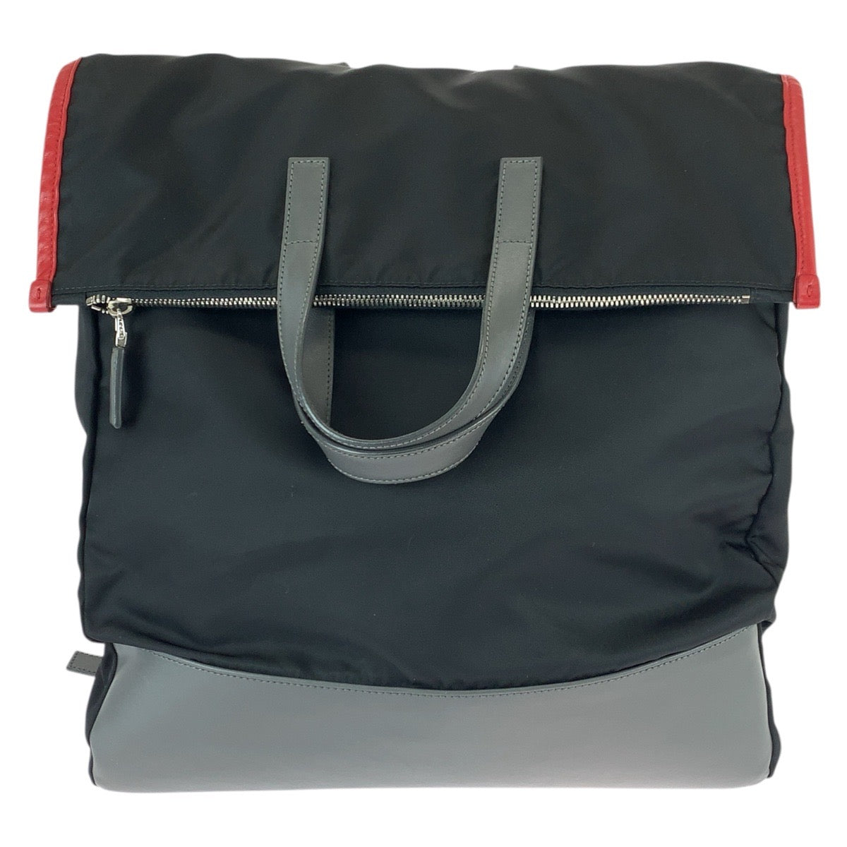 22538
PRADA プラダ テスート 三角ロゴプレート 2way ブラック レッド グレー シルバー金具 ナイロン / レザー リュック・デイパック バックパック トートバッグ メンズ ABP70