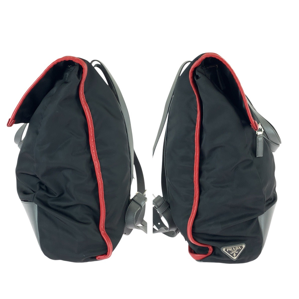 22538
PRADA プラダ テスート 三角ロゴプレート 2way ブラック レッド グレー シルバー金具 ナイロン / レザー リュック・デイパック バックパック トートバッグ メンズ ABP70