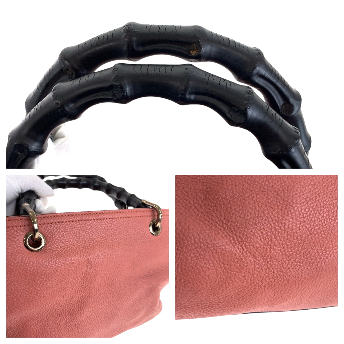 22539
GUCCI グッチ バンブー ピンク ゴールド金具 レザー 336032 トートバッグ ハンドバッグ レディース ABP45
