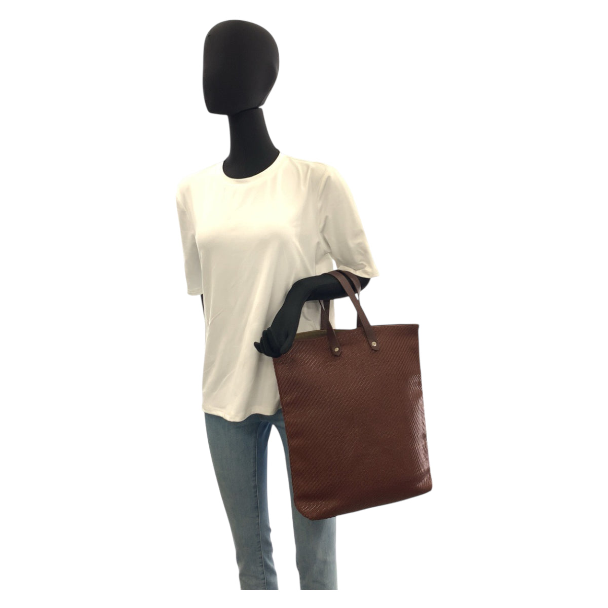 22540
HERMES Ahmedabad Diag Polyester / Leather Tote Bag Ladies ABP45