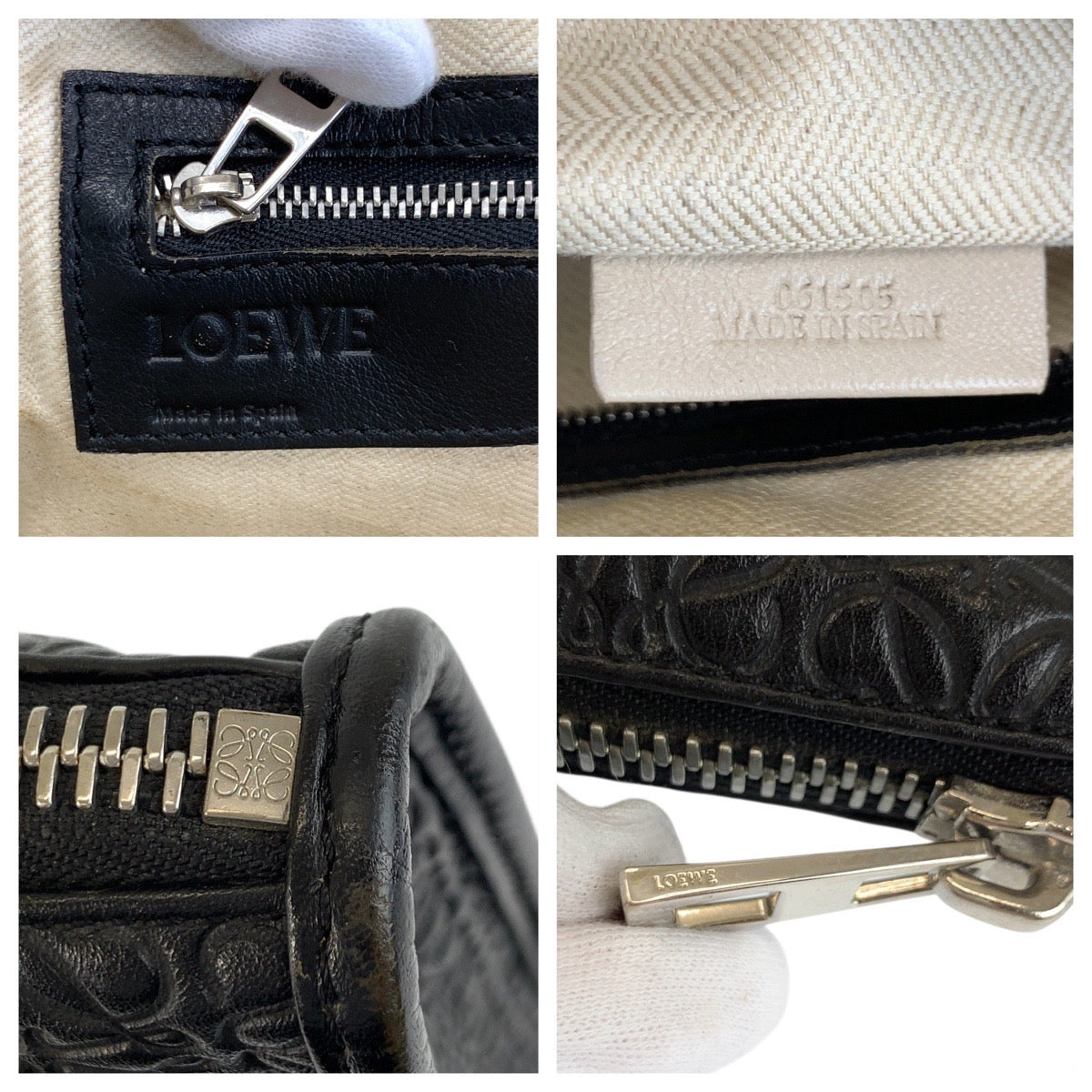 22543
LOEWE ロエベ リピートアナグラム ブラック 黒 シルバー金具 レザー ビジネスバッグ ブリーフケース メンズ ABP40