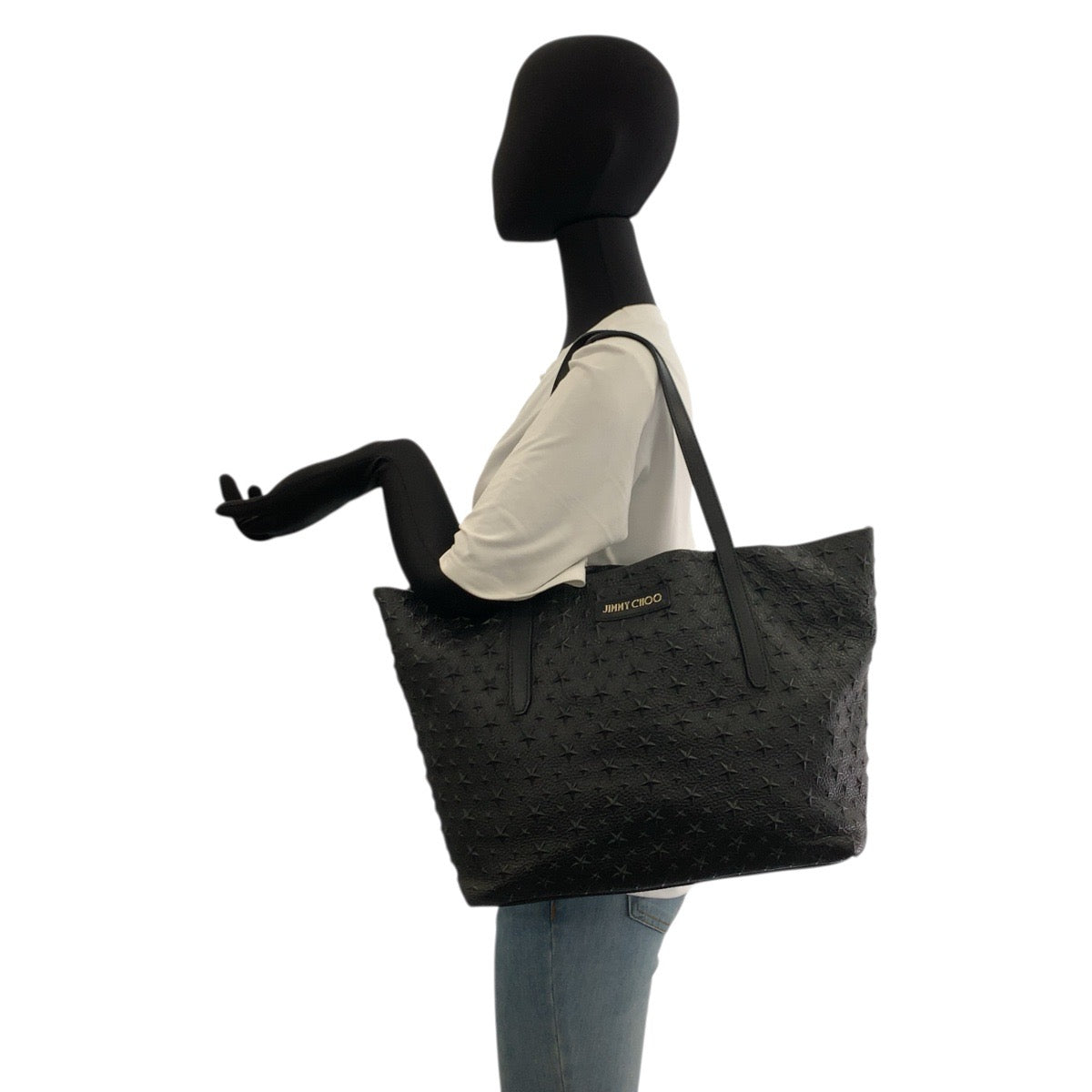 22544
JIMMY CHOO ジミーチュウ スタースタッズ ピムリコ ブラック 黒 ゴールド金具 レザー トートバッグ ショルダーバッグ レディース ABP40