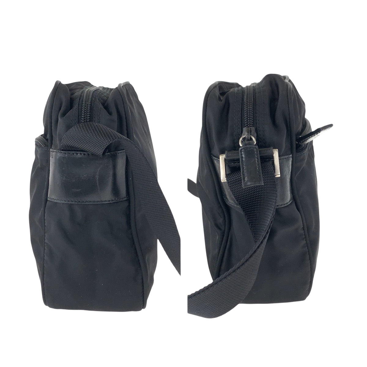 22545
PRADA プラダ テスート 三角ロゴプレート ブラック 黒 シルバー金具 ナイロン ショルダーバック メッセンジャーバッグ レディース ABP38