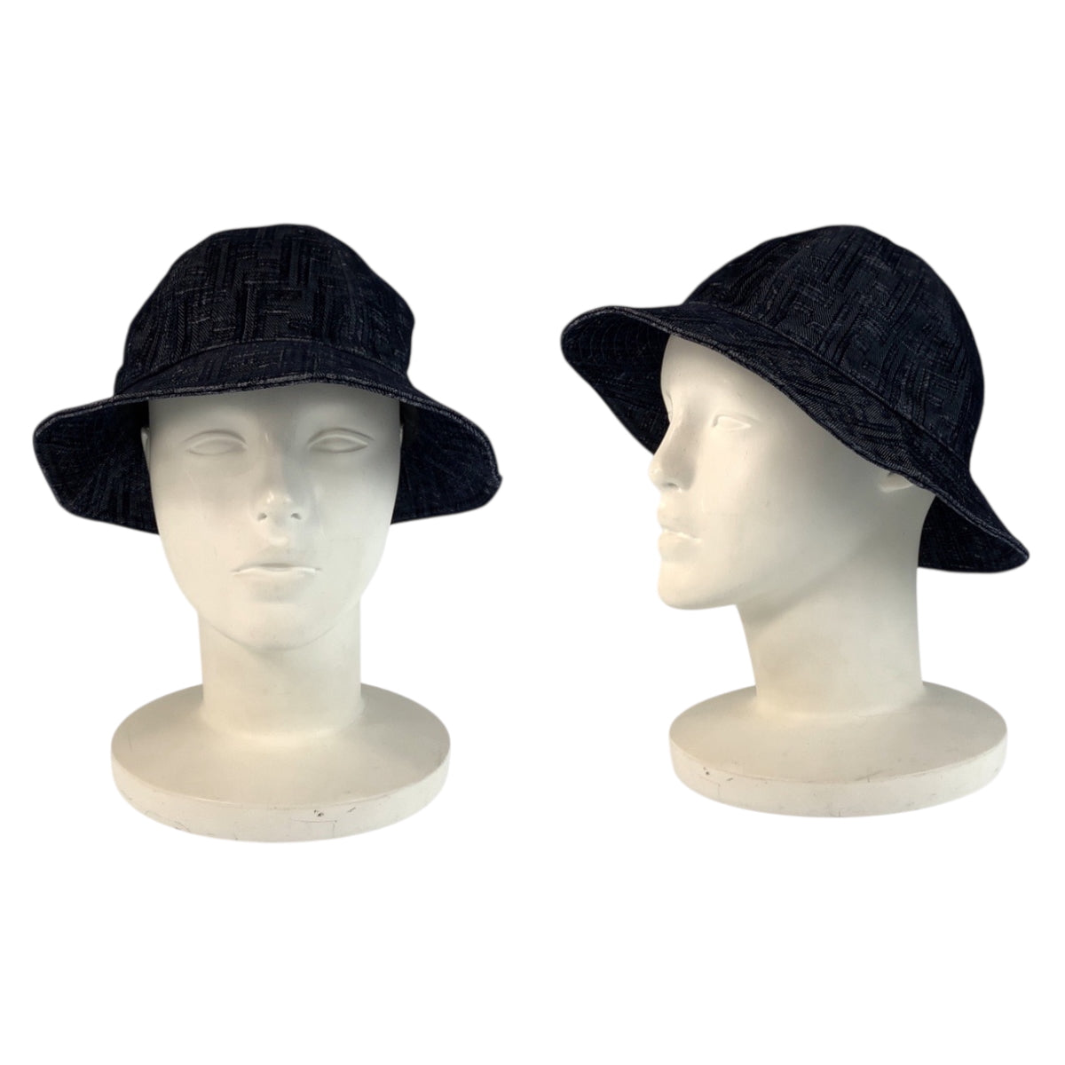 22547
FENDI Zucca Size M Navy Cotton / Polyester Bucket Hat Ladies A38