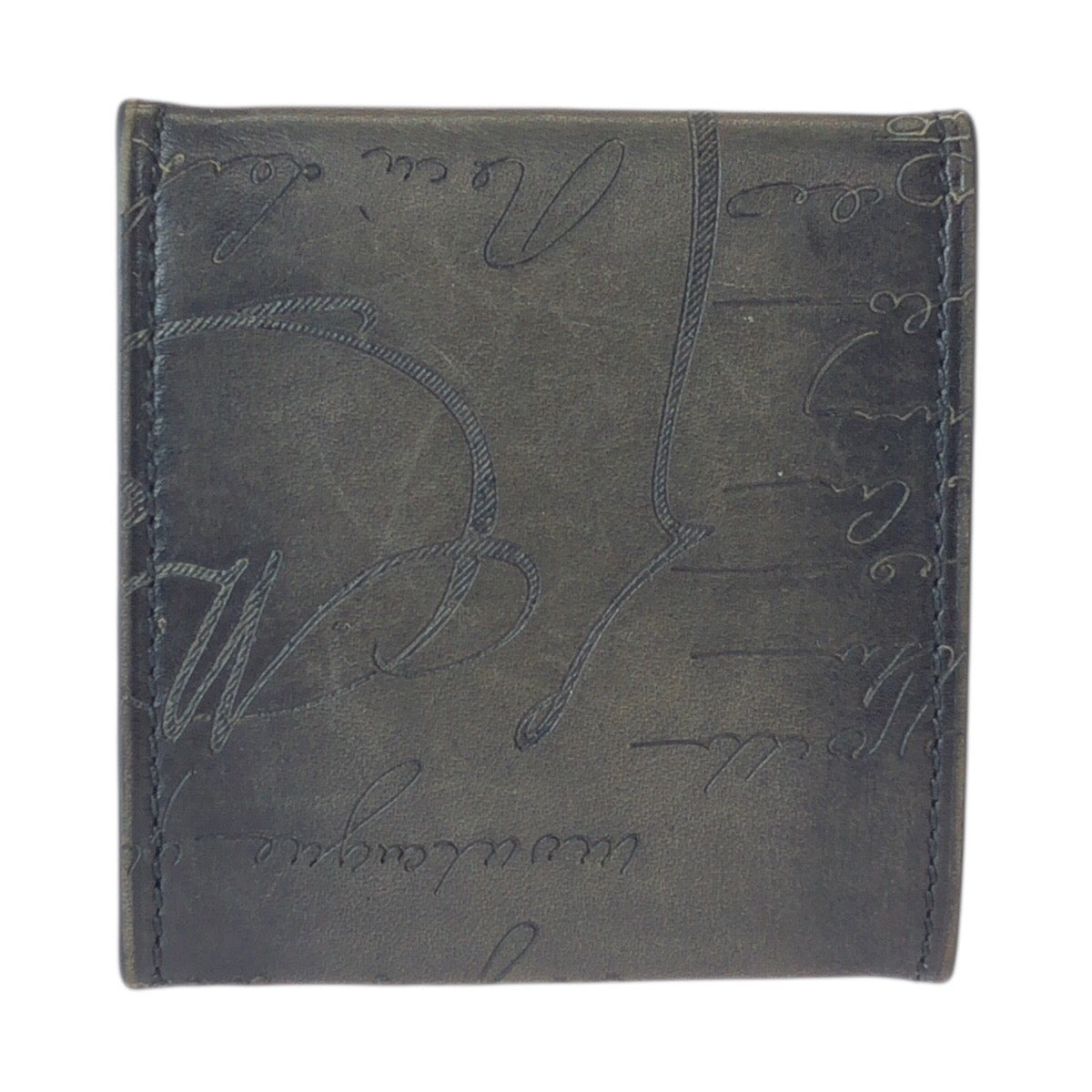 22549
Berluti Calligraphy Origin Scritto Leather Coin Purse Black Silver Hardware Leather Coin Case Men's A32