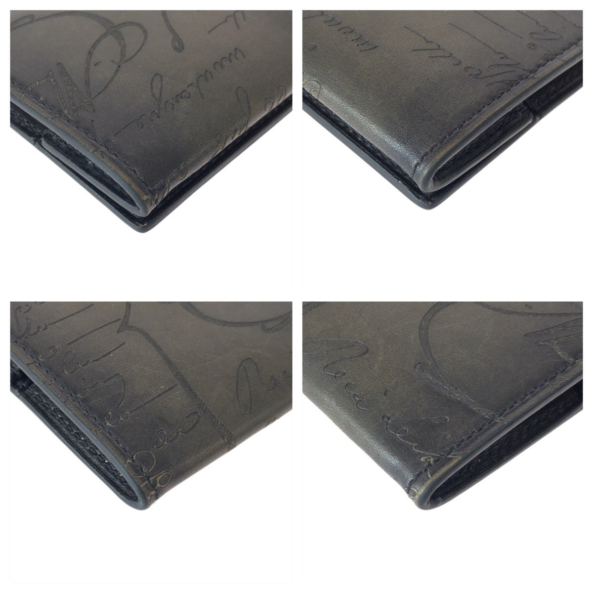 22549
Berluti Calligraphy Origin Scritto Leather Coin Purse Black Silver Hardware Leather Coin Case Men's A32