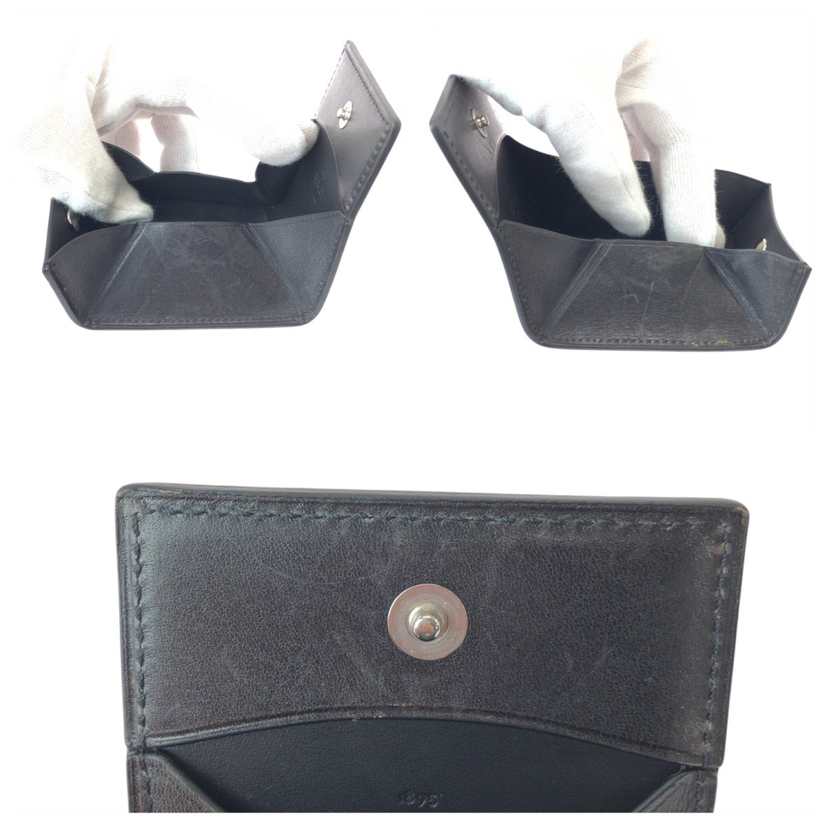 22549
Berluti Calligraphy Origin Scritto Leather Coin Purse Black Silver Hardware Leather Coin Case Men's A32