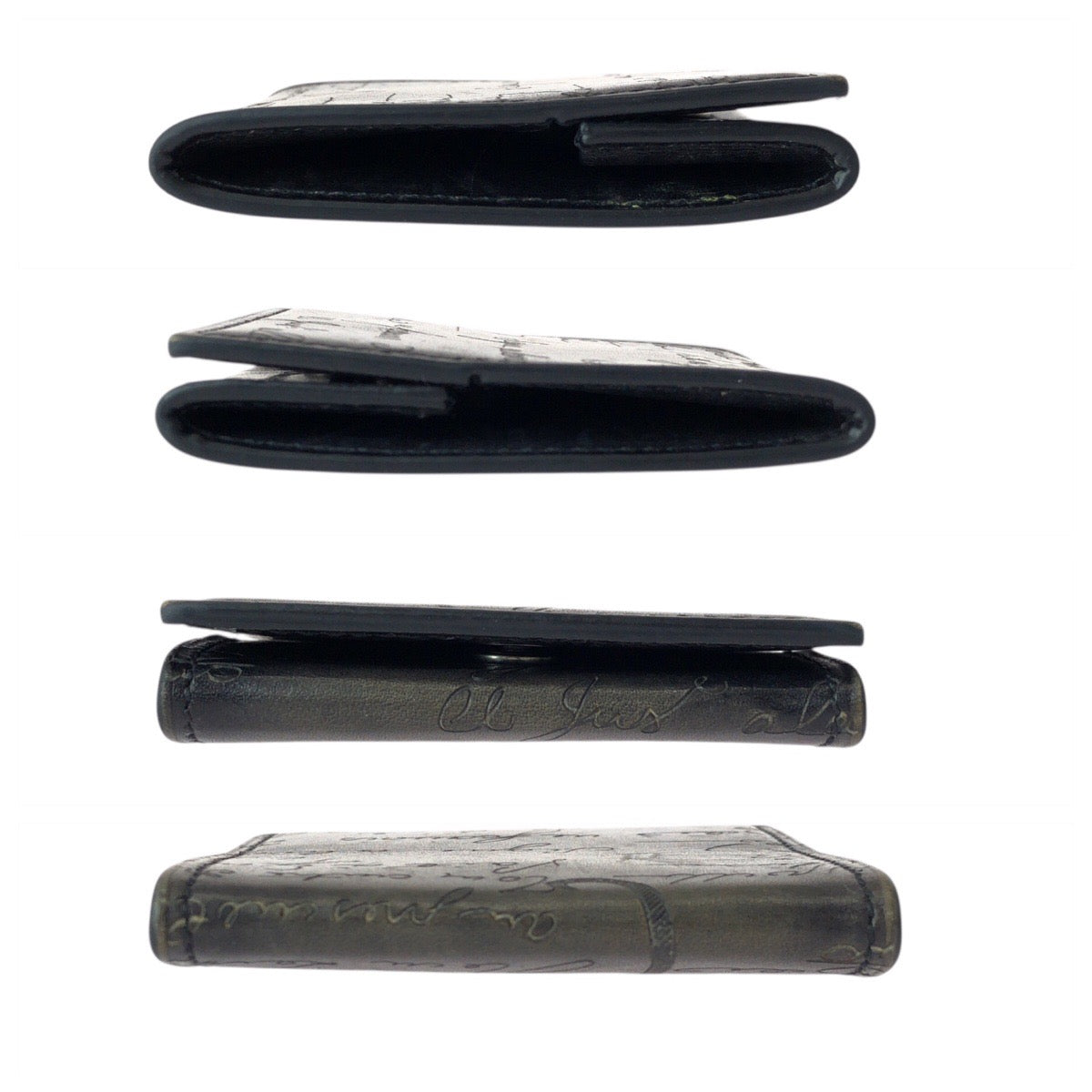 22549
Berluti Calligraphy Origin Scritto Leather Coin Purse Black Silver Hardware Leather Coin Case Men's A32