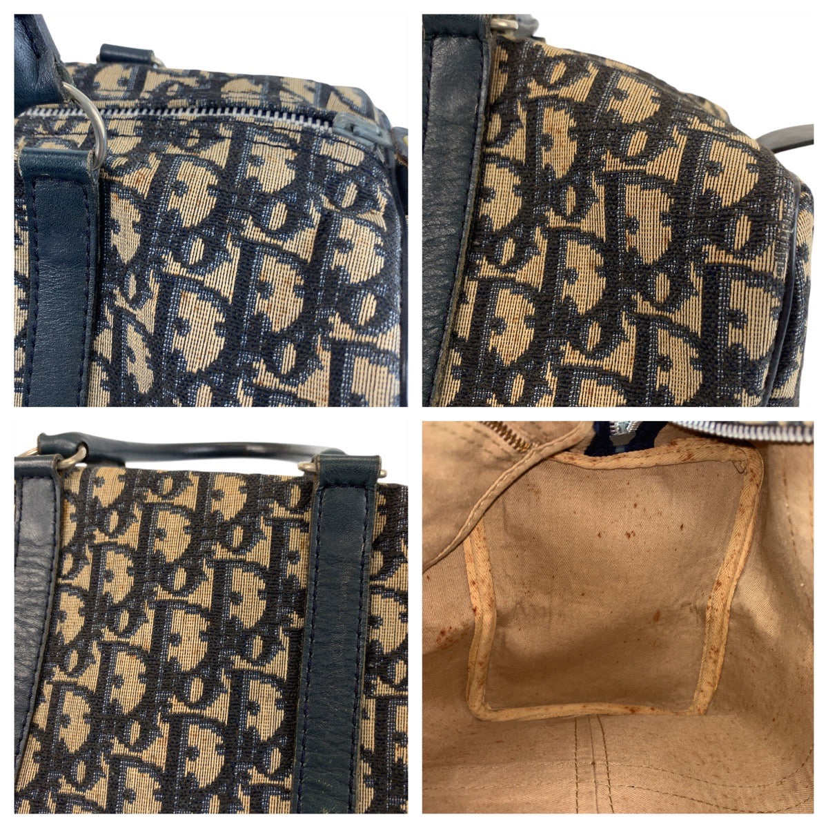 22550
Christian Dior クリスチャンディオール ヴィンテージ トロッター ネイビー シルバー金具 キャンバス / レザー ハンドバッグ ボストンバッグ レディース AB38