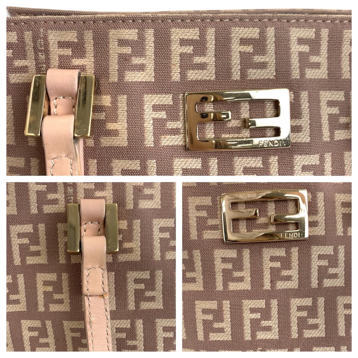 22551
FENDI Zucca Pink Salmon Pink Gold Hardware Canvas / Leather 8BH132 Tote Bag Handbag Ladies ABP40