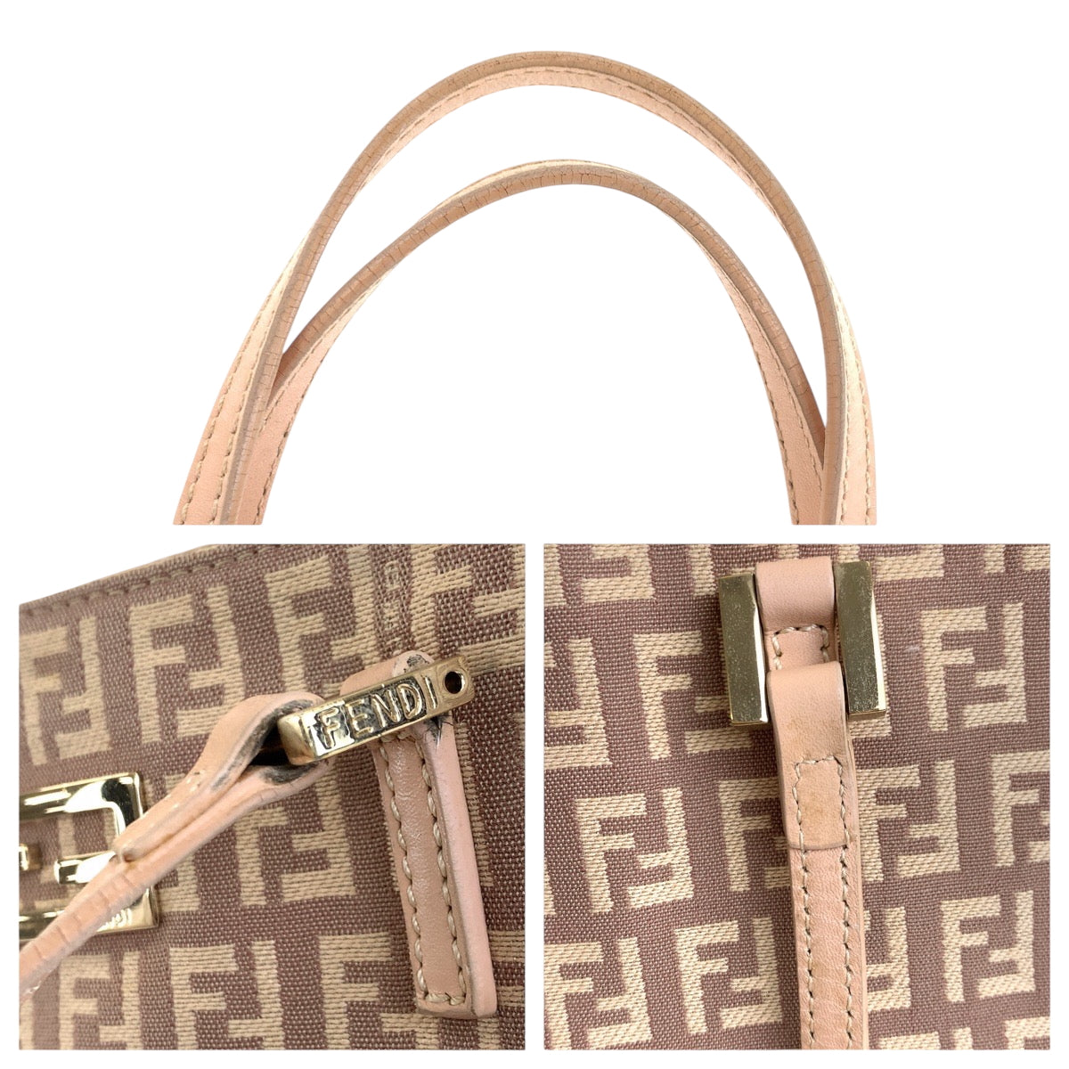 22551
FENDI Zucca Pink Salmon Pink Gold Hardware Canvas / Leather 8BH132 Tote Bag Handbag Ladies ABP40