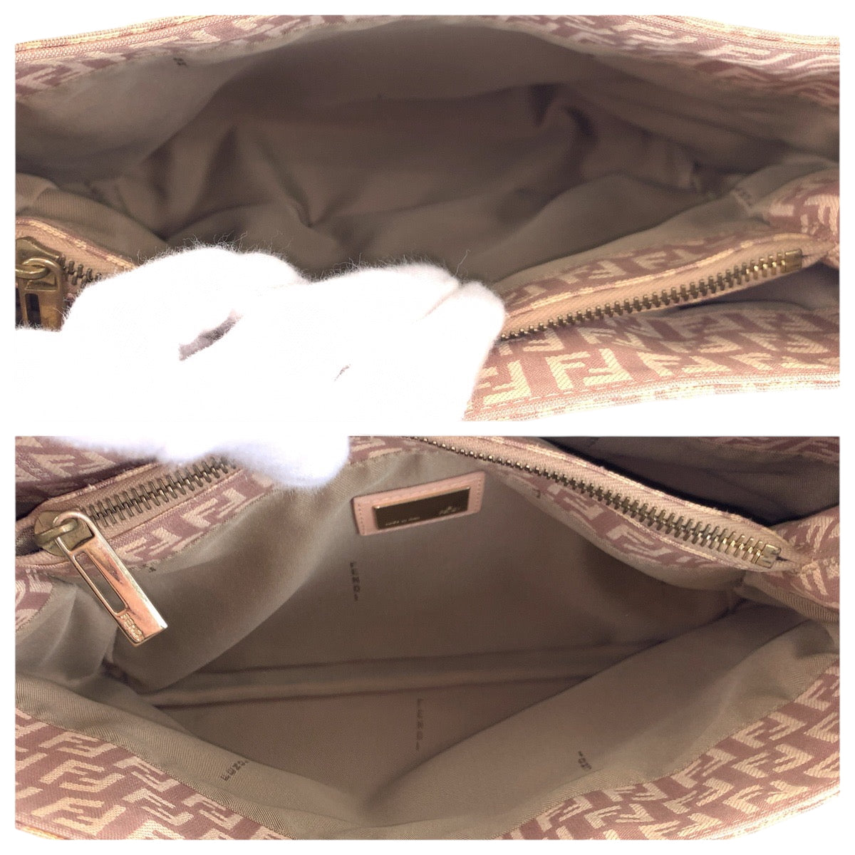 22551
FENDI Zucca Pink Salmon Pink Gold Hardware Canvas / Leather 8BH132 Tote Bag Handbag Ladies ABP40