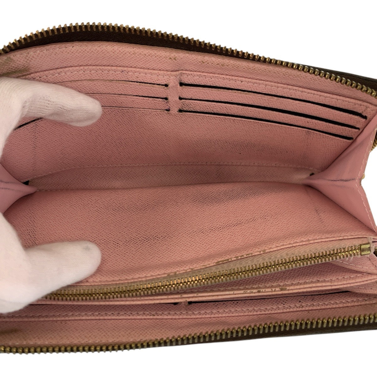 22557
LOUIS VUITTON ルイヴィトン モノグラム ジッピーウォレット ブラウン ゴールド金具 PVC M41894 長財布 ロングウォレット レディース AB14