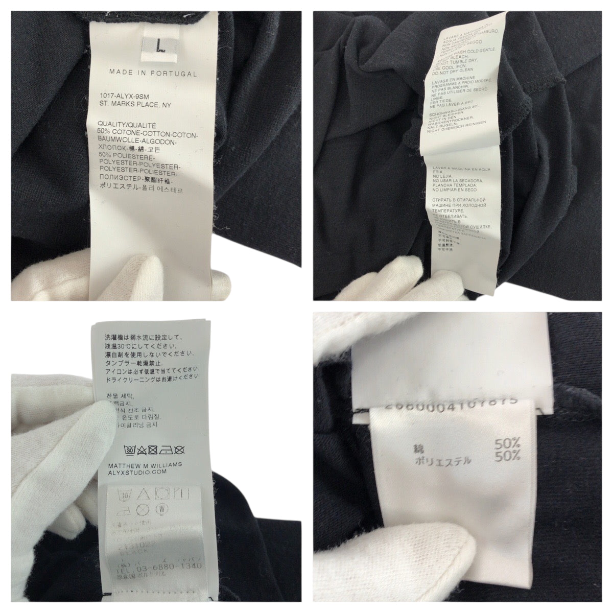 22558
1017 ALYX 9SM アリクス サイズL ブラック ホワイト コットン / ポリエステル 長袖Ｔシャツ タートルネック メンズ ABP8