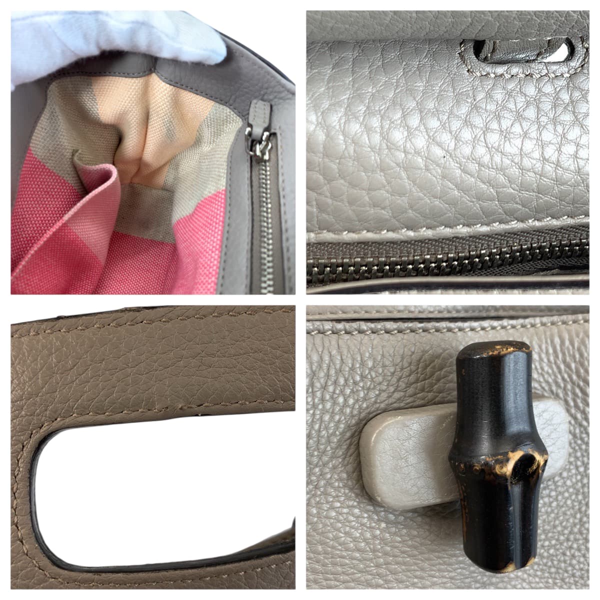 22565
GUCCI グッチ バンブー デイリー グレー シルバー金具 レザー 370831 ハンドバッグ ショルダーバッグ 2way レディース ABP52