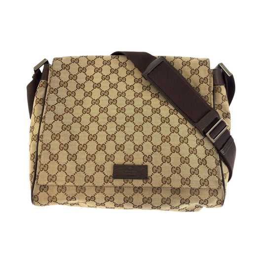 22566
GUCCI グッチ ベージュ ブラウン シルバー金具 GGキャンバス / レザー 146236 ショルダーバッグ メッセンジャーバッグ メンズ ABP48
