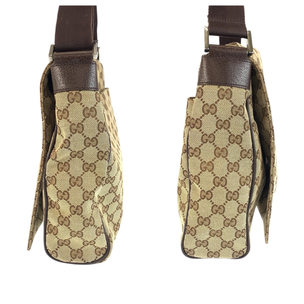 22566
GUCCI グッチ ベージュ ブラウン シルバー金具 GGキャンバス / レザー 146236 ショルダーバッグ メッセンジャーバッグ メンズ ABP48