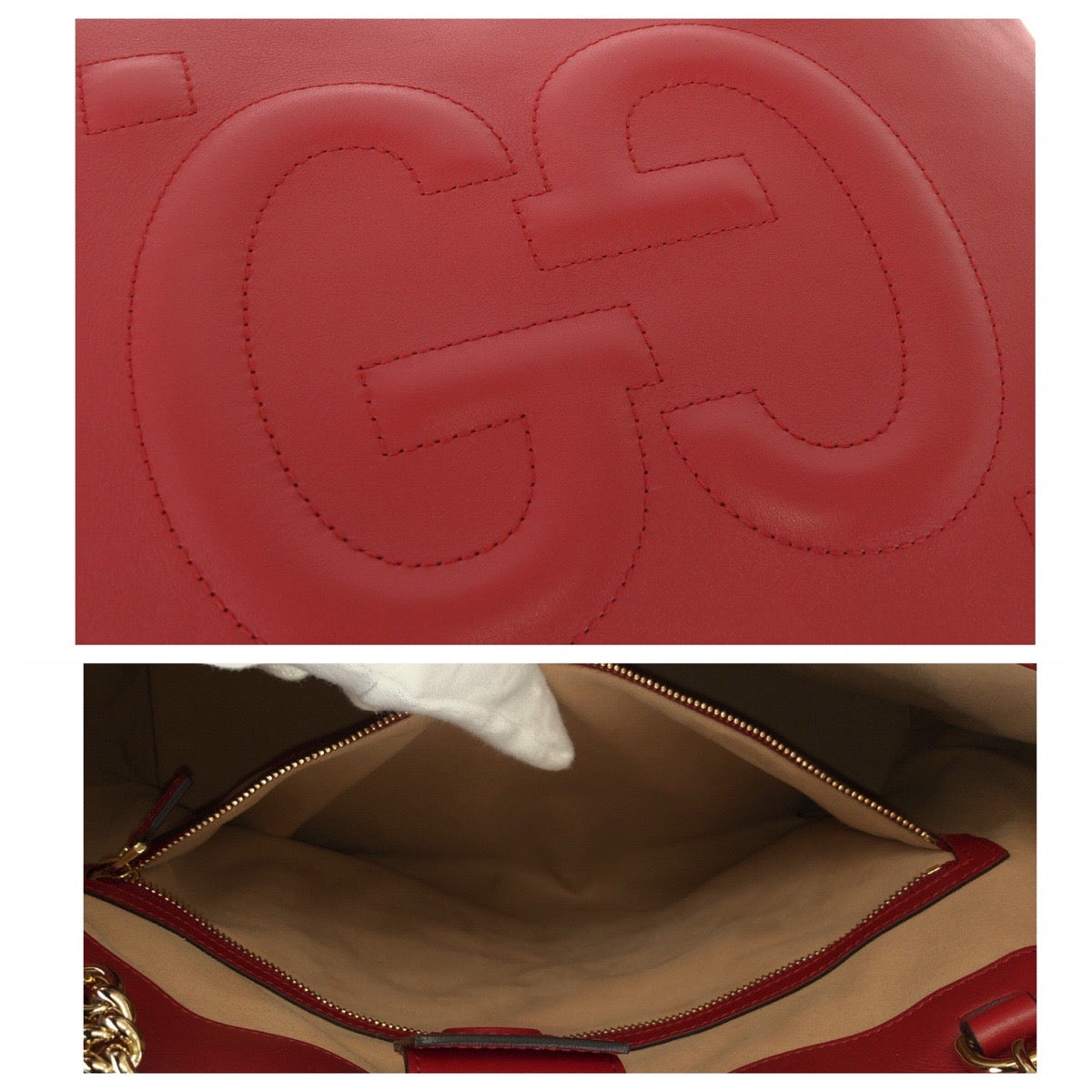 22567
GUCCI グッチ GGエンボス アポロトート レッド ゴールド金具 レザー 453561 トートバッグ ショルダーバッグ レディース A120