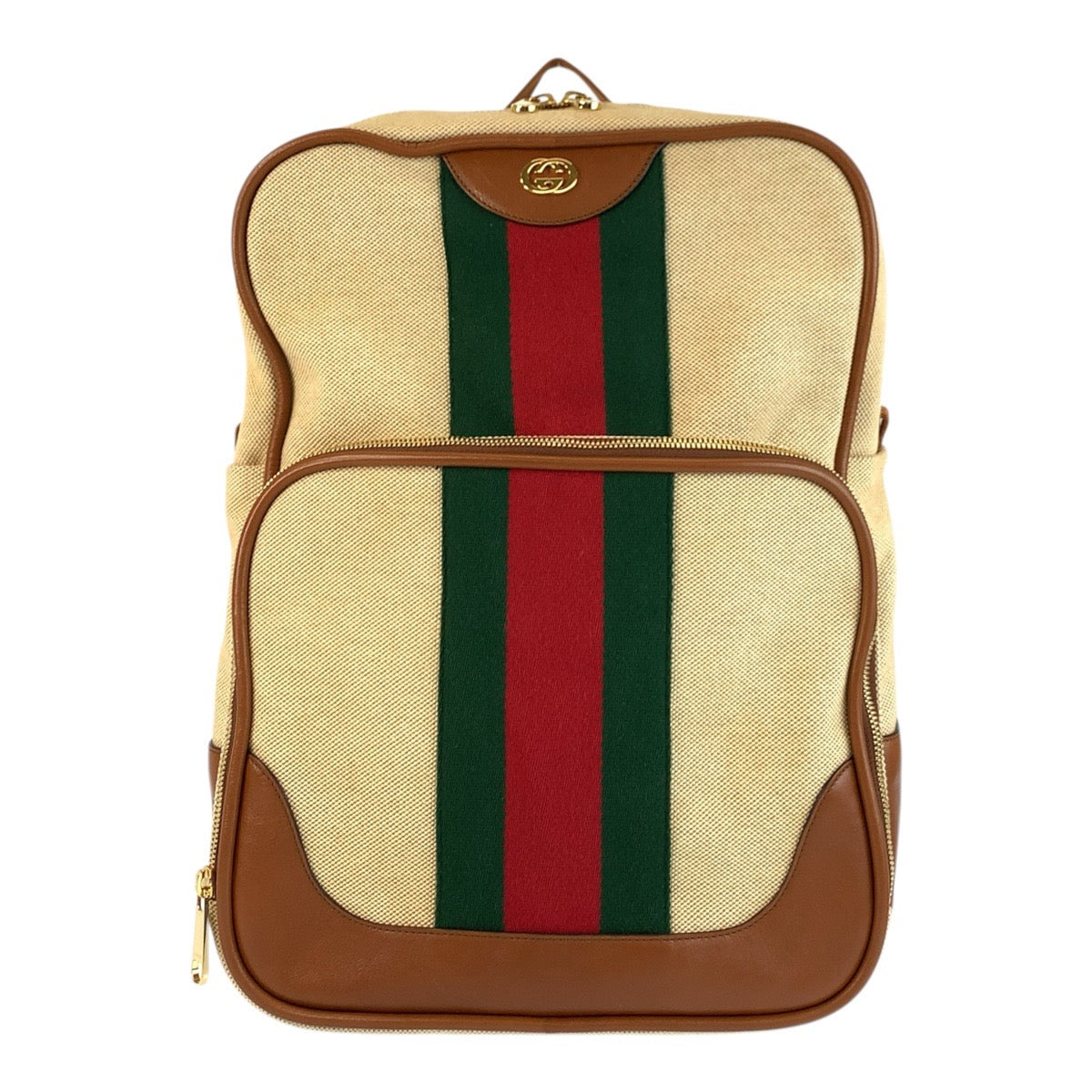 22570
GUCCI グッチ シェリーライン ベージュ ブラウン ゴールド金具 キャンバス / レザー 575063 バックパック デイパック 男女兼用 レディース ABP100