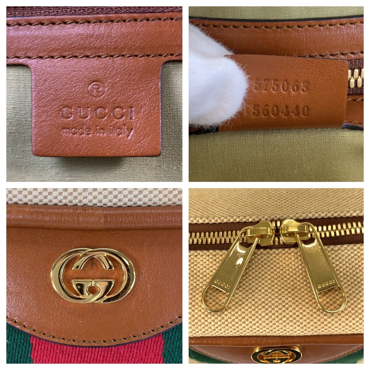 22570
GUCCI グッチ シェリーライン ベージュ ブラウン ゴールド金具 キャンバス / レザー 575063 バックパック デイパック 男女兼用 レディース ABP100