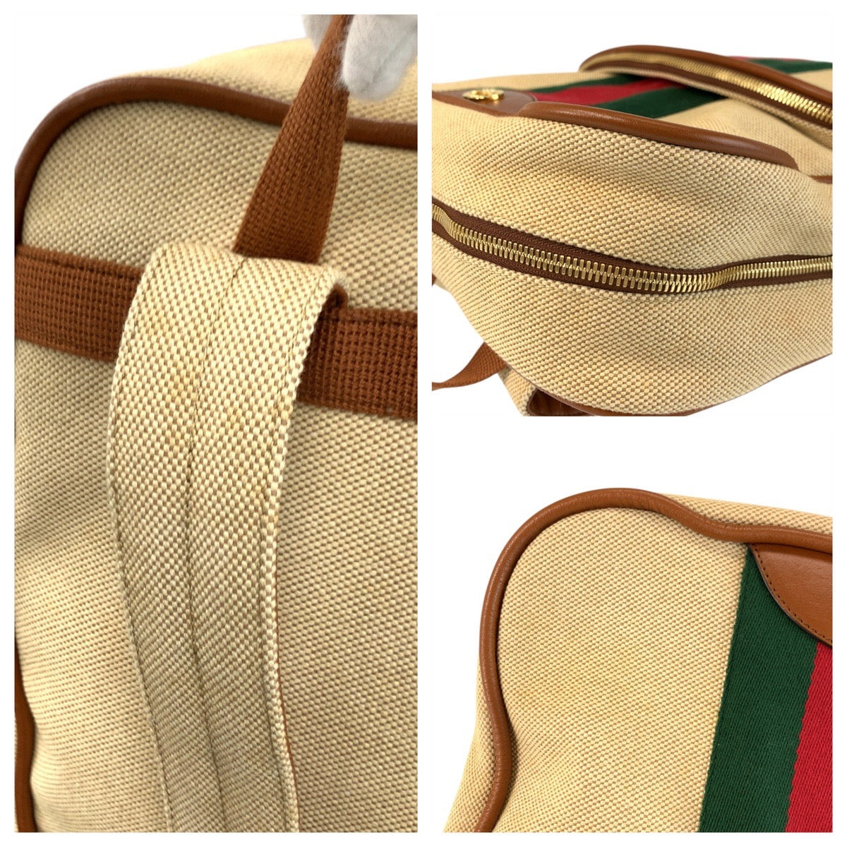 22570
GUCCI グッチ シェリーライン ベージュ ブラウン ゴールド金具 キャンバス / レザー 575063 バックパック デイパック 男女兼用 レディース ABP100