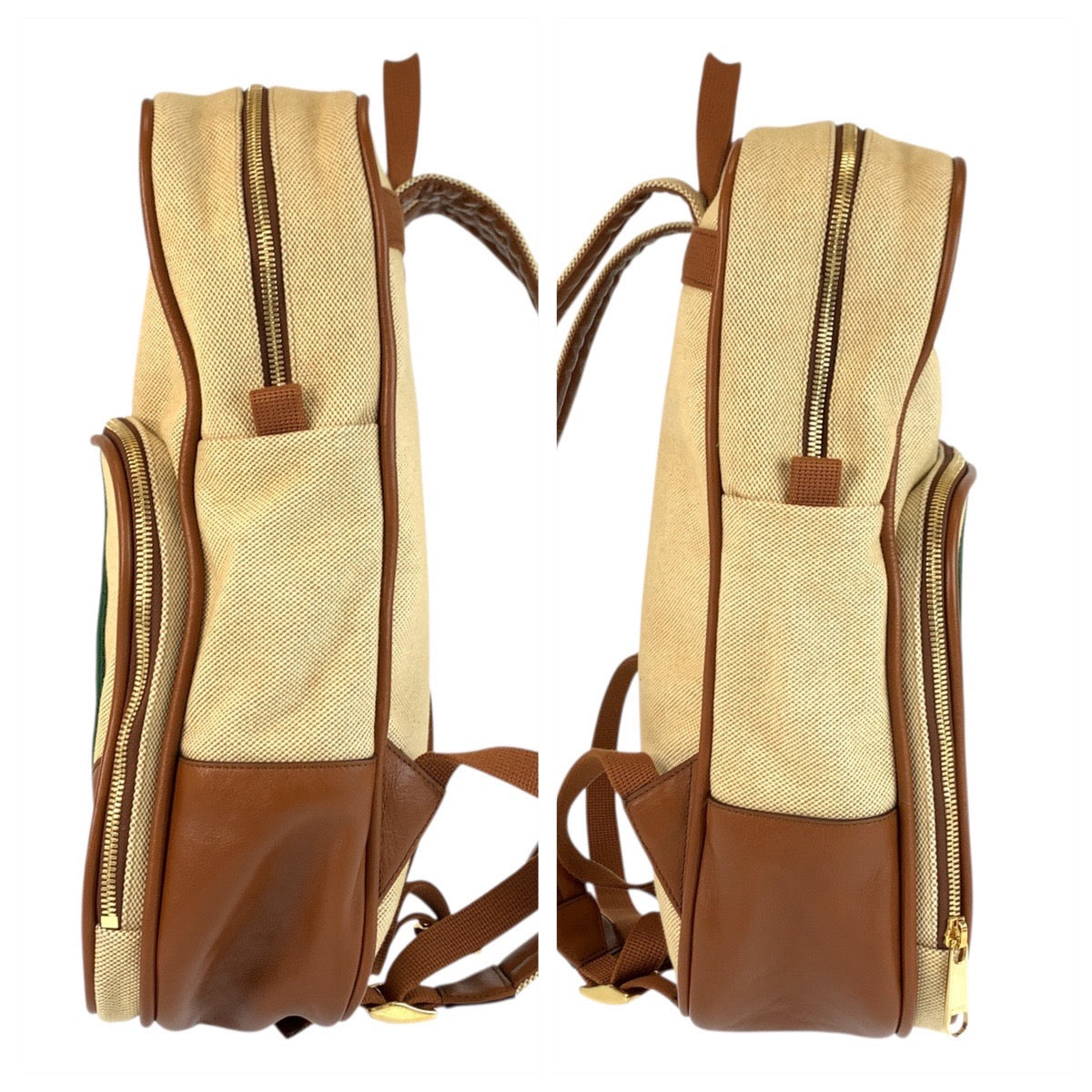 22570
GUCCI グッチ シェリーライン ベージュ ブラウン ゴールド金具 キャンバス / レザー 575063 バックパック デイパック 男女兼用 レディース ABP100