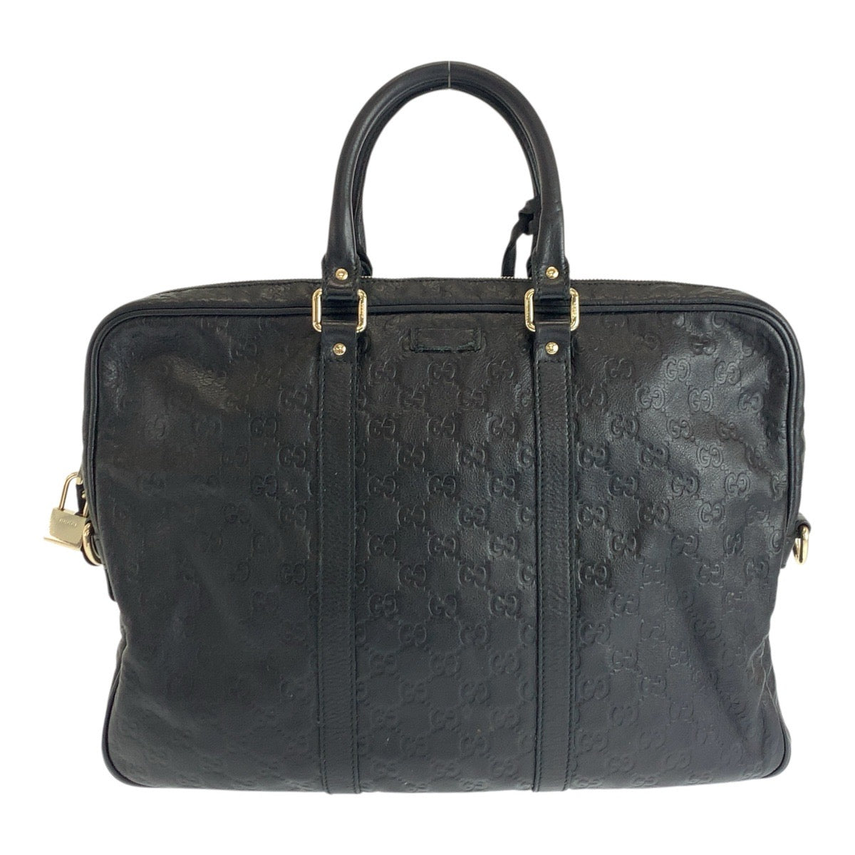 22571
GUCCI Guccissima Black Silver hardware Leather 201480 Business Bag Briefcase Men's ABP42