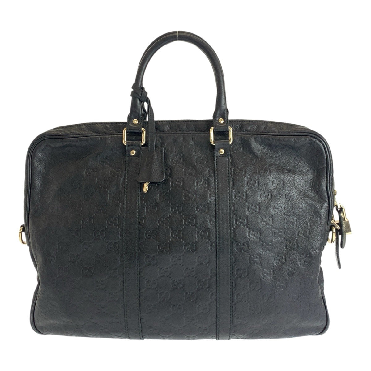 22571
GUCCI Guccissima Black Silver hardware Leather 201480 Business Bag Briefcase Men's ABP42