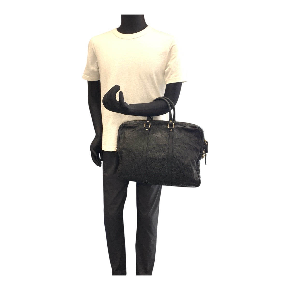 22571
GUCCI Guccissima Black Silver hardware Leather 201480 Business Bag Briefcase Men's ABP42