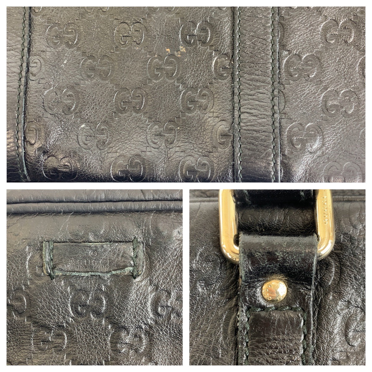 22571
GUCCI Guccissima Black Silver hardware Leather 201480 Business Bag Briefcase Men's ABP42