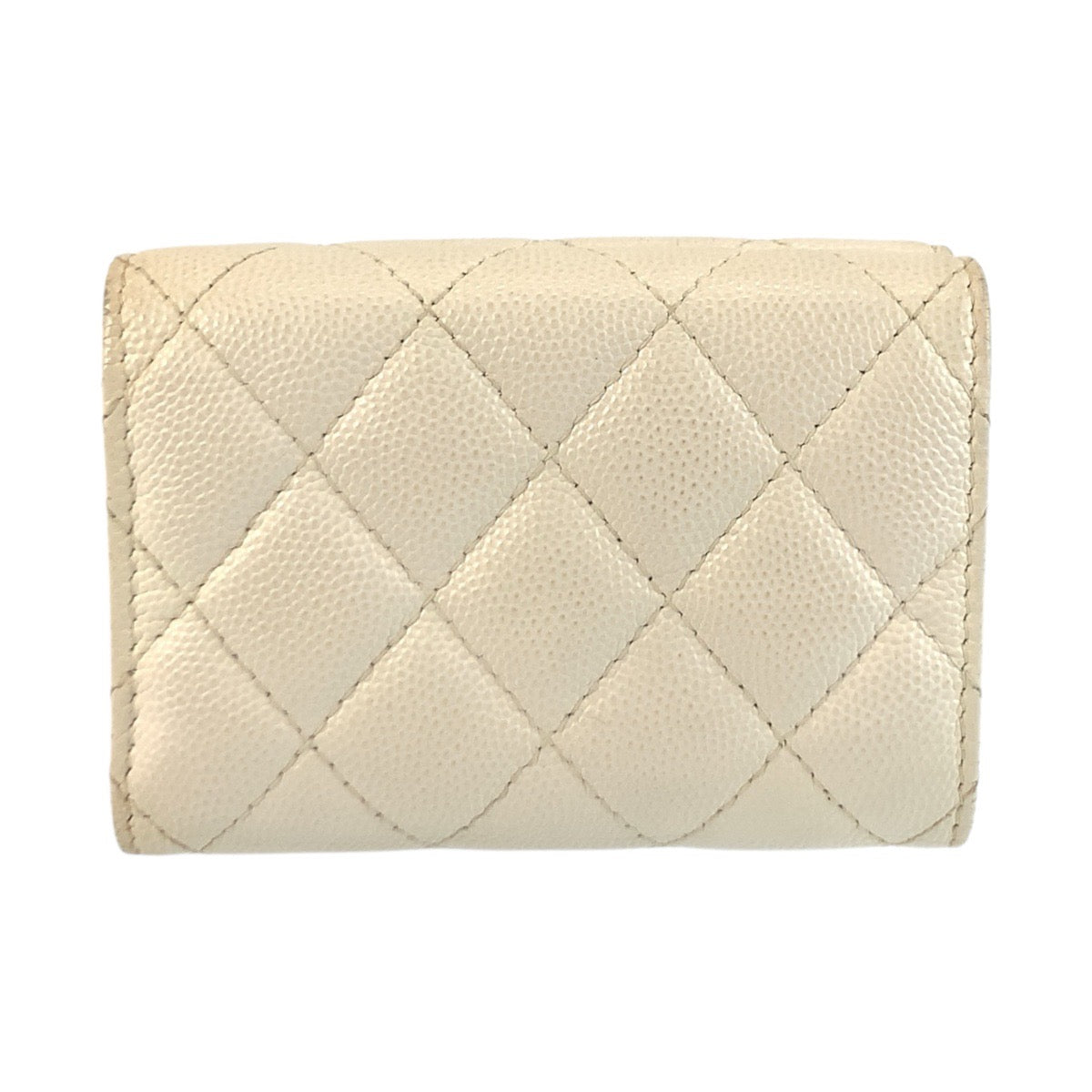 22572
CHANEL シャネル マトラッセ ココマーク ホワイト ゴールド金具 レザー 三つ折り財布 折財布 コンパクトウォレット レディース ABP70