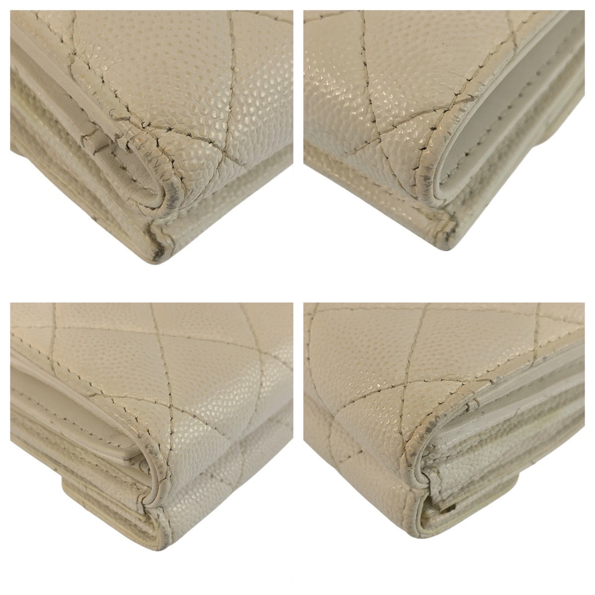 22572
CHANEL シャネル マトラッセ ココマーク ホワイト ゴールド金具 レザー 三つ折り財布 折財布 コンパクトウォレット レディース ABP70