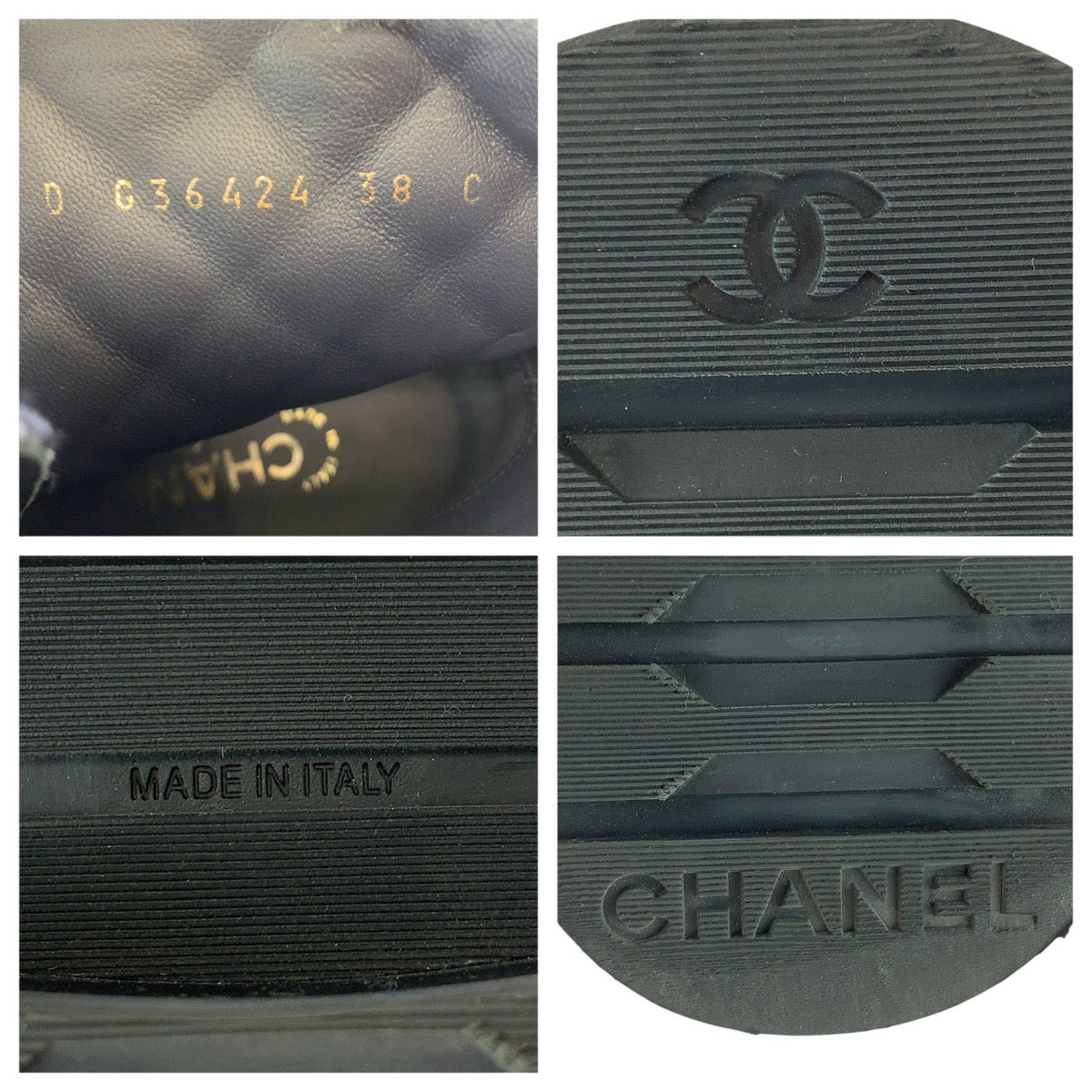 22579
CHANEL シャネル マトラッセ ココマーク サイズ38C ネイビー ブラック ゴールド金具 ベルベット / レザー G36424 ブーツ ショートブーツ レディース A110