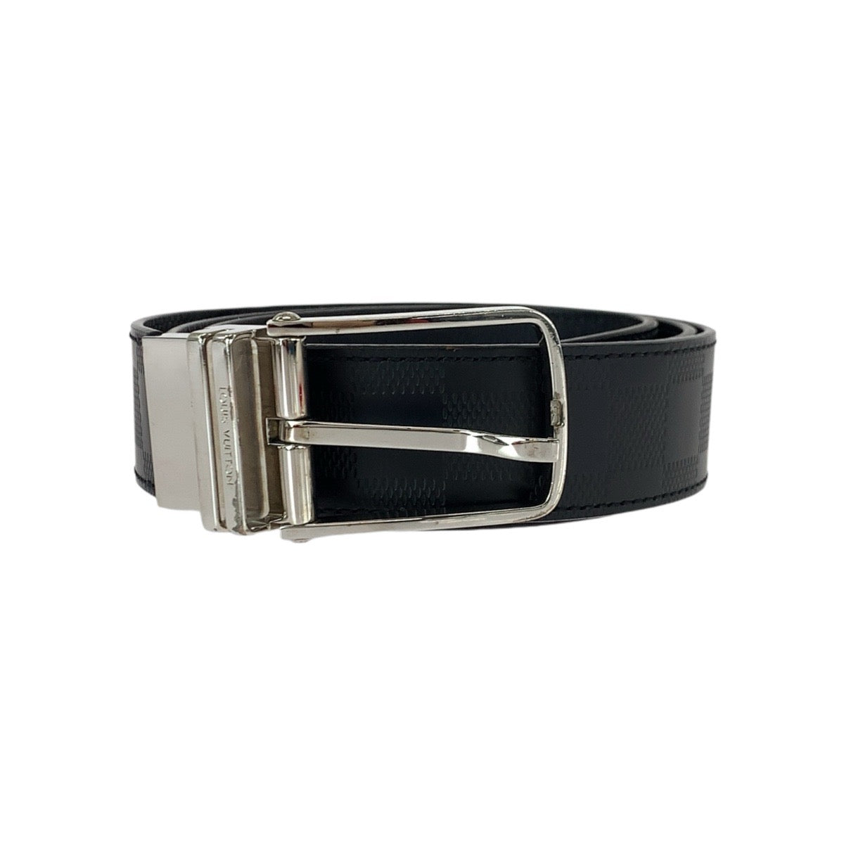 22583
LOUIS VUITTON Damier Infini Ceinture Boston 90cm/36inch Black Leather Silver Hardware Belt Men's M9674 AB35