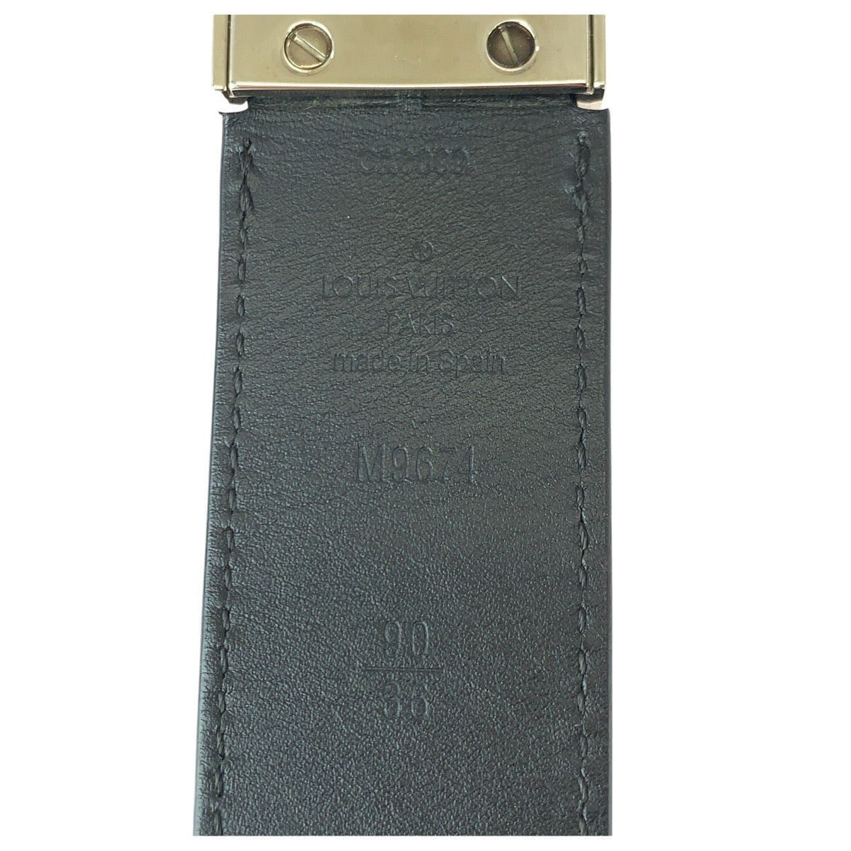 22583
LOUIS VUITTON Damier Infini Ceinture Boston 90cm/36inch Black Leather Silver Hardware Belt Men's M9674 AB35