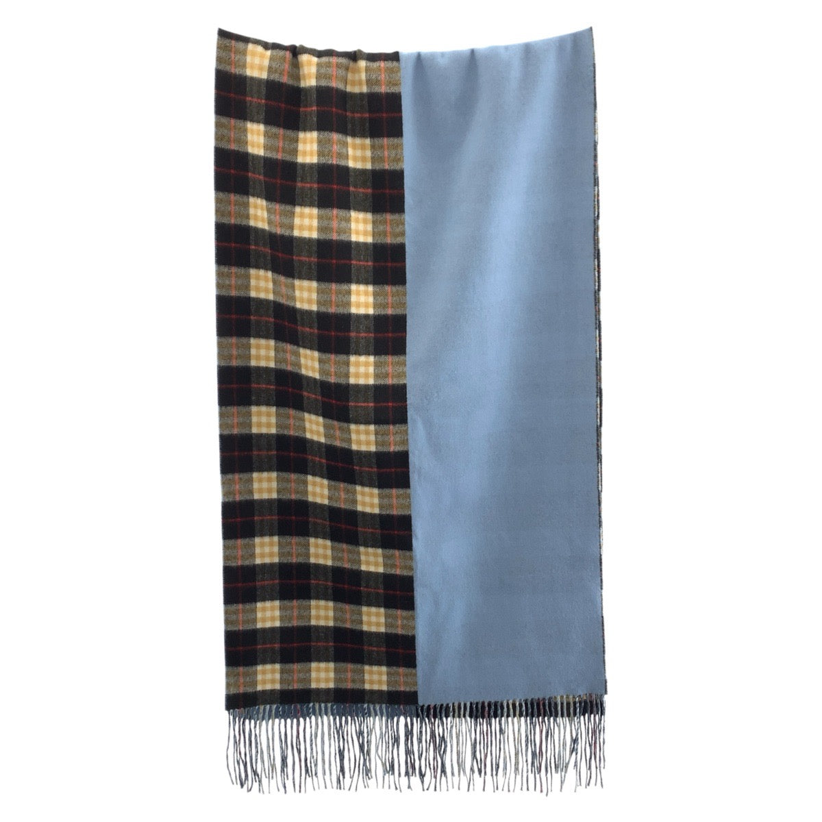 22589
BURBERRY Checkered Blue Multicolor Cashmere 8007292 Scarf Stole Unisex Women's A35