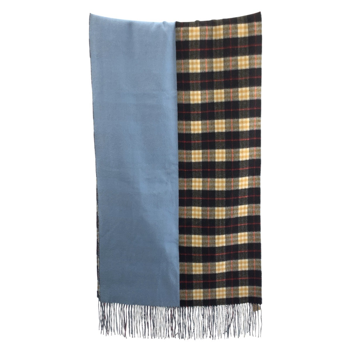 22589
BURBERRY Checkered Blue Multicolor Cashmere 8007292 Scarf Stole Unisex Women's A35