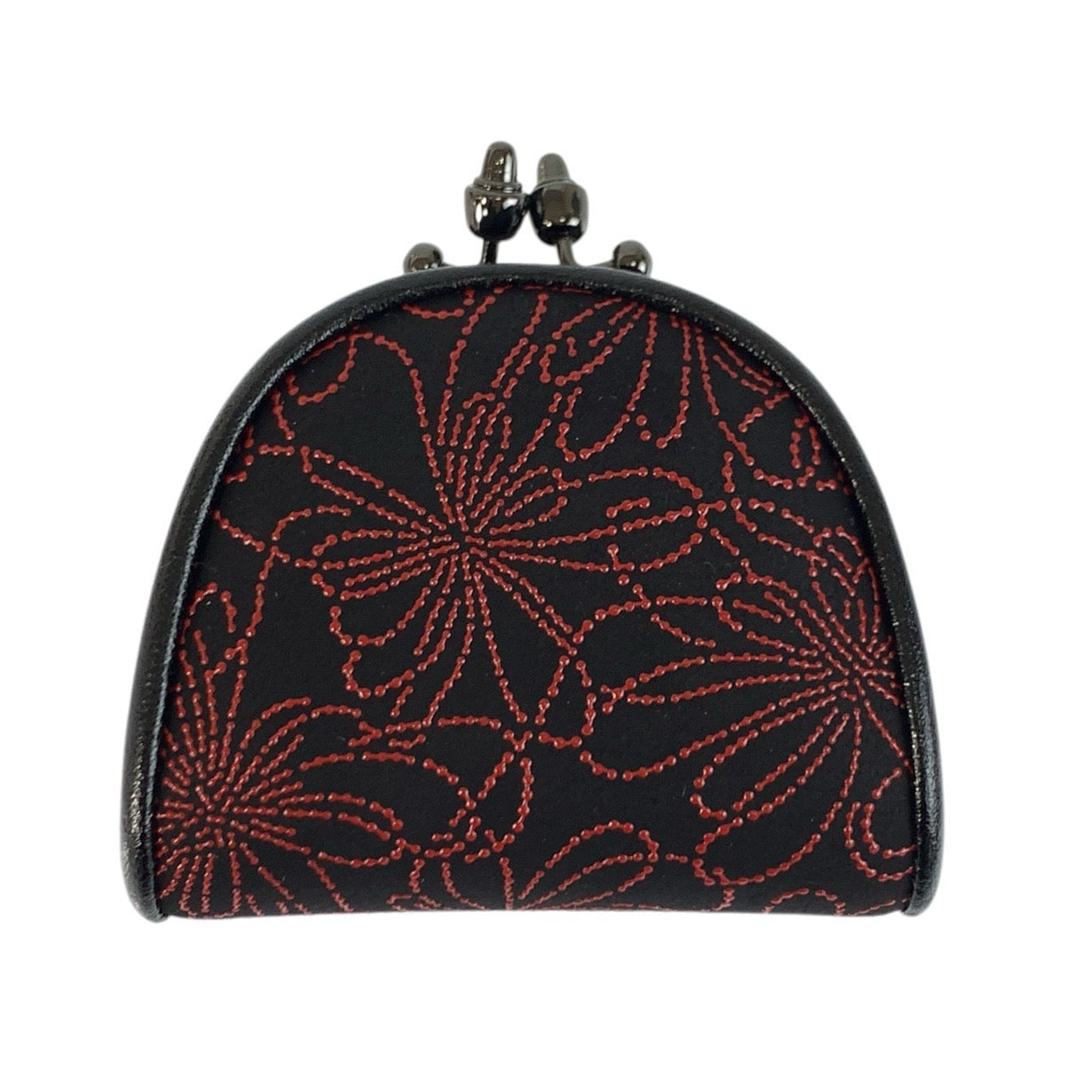 22592
INDENYA 印傳屋 線菊小柄 ブラック 黒 レッド ガンメタ金具 レザー コインケース 小銭入れ レディース A3