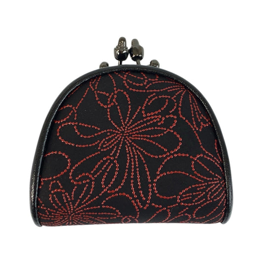 22592
INDENYA 印傳屋 線菊小柄 ブラック 黒 レッド ガンメタ金具 レザー コインケース 小銭入れ レディース A3
